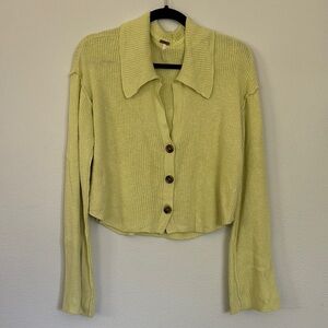 Free People - Bell Sleeve Crop Cardigan - Lime Green - M